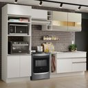 Ver imagem 1 de Cozinha Completa Madesa Jade com Armário e Balcão (sem Tampo e Pia) - Branco/Branco/Crema
