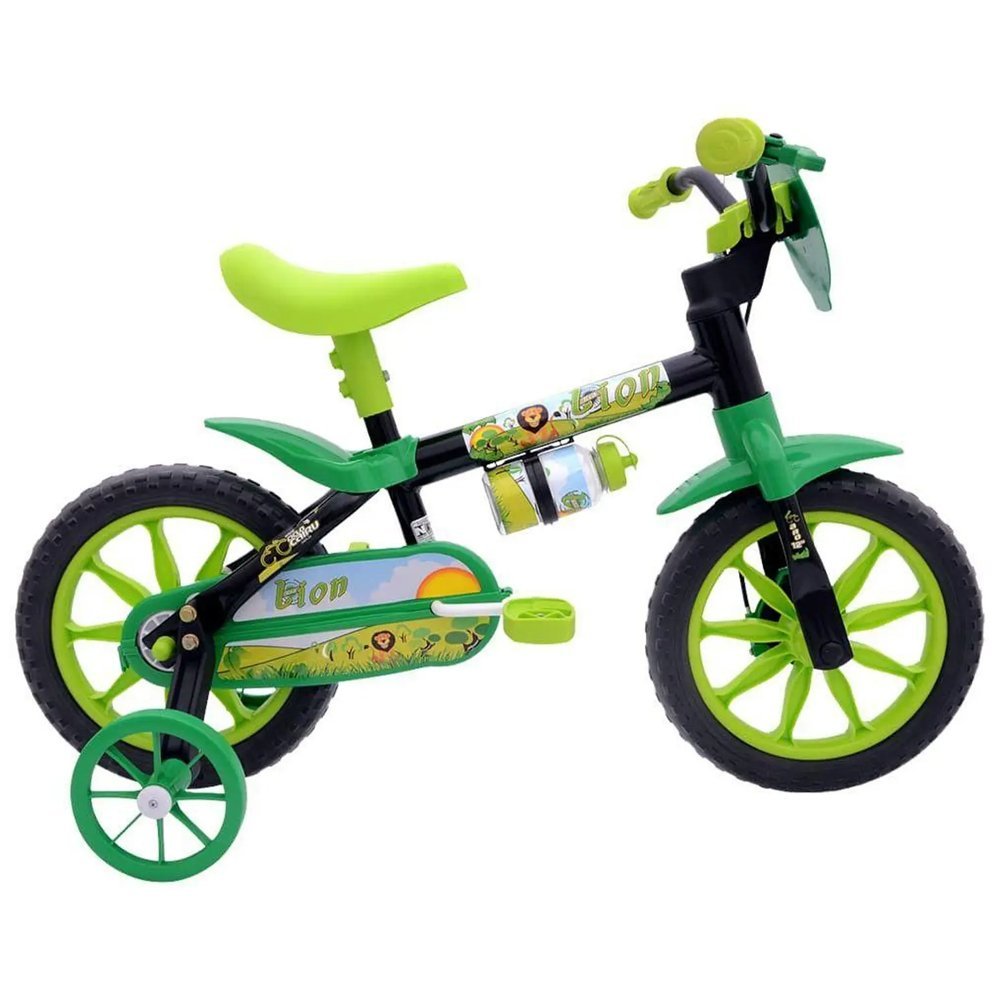 Bicicleta Infantil Masculina Preto Aro 12 Lion Cairu Ciclo Cairu Preto/Verde