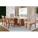 Ver imagem 1 de Sala de Jantar com Vidro Madeira Maciça 6 Cadeiras 2,0x1,0m - Turmalina - Harmonia Salas