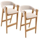 Ver imagem 1 de Kit 02 Banquetas Alta Bar Cozinha Sala de Jantar Bar Nadja L02 Suede Bege - Lyam Decor