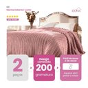 Ver imagem 3 de Kit 2 Manta Cobertor Casal Luster Canelada 180x220cm Antialérgico Super Macio Premium Rose