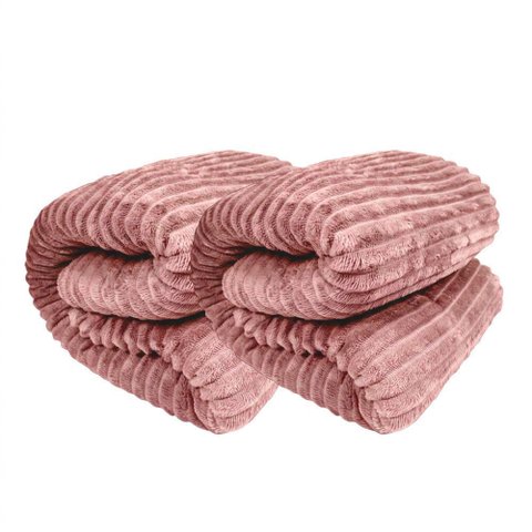 Kit 2 Manta Cobertor Casal Luster Canelada 180x220cm Antialérgico Super Macio Premium Rose