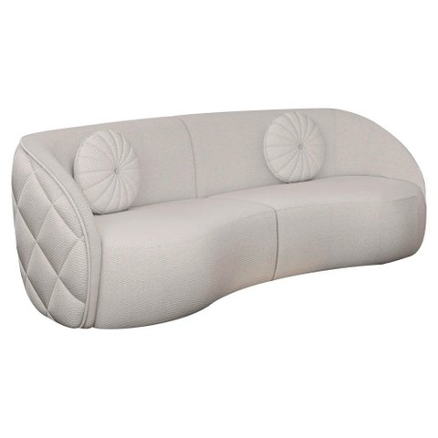Sofá Curvo 318cm Bipartido Hermon Boucle Off White - Sallar Home