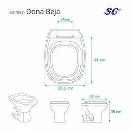 Assento Sanitário Poliéster Dona Beja Branco para vaso Santa Clara - 4