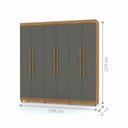 Ver imagem 2 de Guarda-roupa Elegance 6 Portas Nature Alasca 8 Pés Madeira 225cm Altura 218cm
