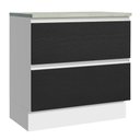 Ver imagem 1 de Balcão Armário de Cozinha 80 cm 2 Gavetas Branco/Preto Glamy Madesa
