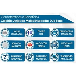 Colchão Solteirão Molas Superlastic Duo Sono Double Face Euro Pillow (96x203x25) - Anjos - 2