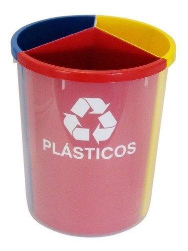 Lixeira Mix 25 Litros Coleta Seletiva com 3 Divisões Cor:amarelo - Azul - Vermelho - 1