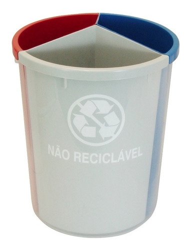 Lixeira Mix 25 Litros Coleta Seletiva com 3 Divisões Cor:amarelo - Azul - Vermelho - 3