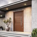 Ver imagem 1 de Porta Pivotante de Alumínio Amadeirada com Puxador de 1 Metro 225x130 Alumínio Abertura Esquerda