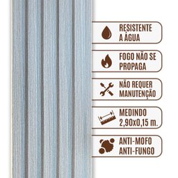 Painel Ripado da Woopo de Uso Interno em Wpc 2,90m X 15cm, 0,43m² Cor: Cinza Médio - 7