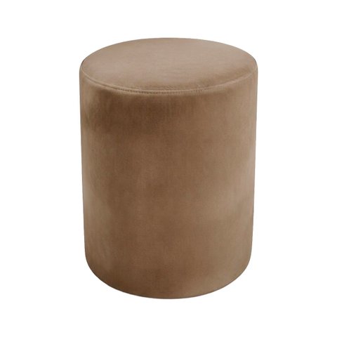 Puff Redondo Cilíndrico Decorativo para Sala e Quarto Estofado em Veludo:Marrom