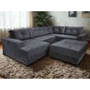 Ver imagem 1 de Sofa de Canto Toro e Puff Bom Descanso Veludinho Cinza