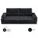 Ver imagem 2 de Sofá Santiago 3 Lugares Retrátil e Reclinável 200cm Preto Suede