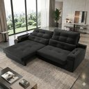 Ver imagem 1 de Sofá Santiago 3 Lugares Retrátil e Reclinável 200cm Preto Suede
