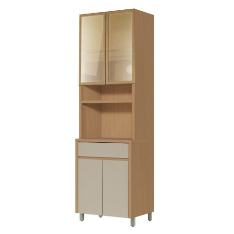 Paneleiro 4 Portas 1 Gaveta Condessa 100% MDF Marrom/Carvalho/Greige