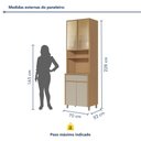 Ver imagem 4 de Paneleiro 4 Portas 1 Gaveta Condessa 100% MDF Marrom/Carvalho/Greige