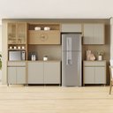Ver imagem 1 de Cozinha Completa Modulada 6 Peças 12 Portas 2 Gavetas Condessa 350cm 100% MDF Cinza/Carvalho/Greige