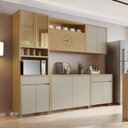 Ver imagem 1 de Cozinha Completa Modulada 5 Peças 11 Portas 2 Gavetas Condessa 270cm 100% MDF Cinza/Carvalho/Greige