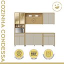 Ver imagem 4 de Cozinha Completa Modulada 5 Peças 11 Portas 2 Gavetas Condessa 270cm 100% MDF Cinza/Carvalho/Greige