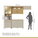 Ver imagem 6 de Cozinha Completa Modulada 4 Peças 8 Portas 1 Gavetas Condessa 270cm 100% MDF Cinza/Carvalho/Greige
