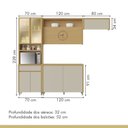 Ver imagem 4 de Cozinha Completa Modulada 4 Peças 8 Portas 1 Gavetas Condessa 270cm 100% MDF Cinza/Carvalho/Greige