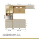 Ver imagem 5 de Cozinha Completa Modulada 4 Peças 8 Portas 1 Gavetas Condessa 270cm 100% MDF Cinza/Carvalho/Greige