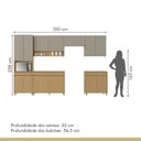 Ver imagem 6 de Cozinha Completa Modulada 6 Peças 13 Portas 7 Gavetas Simone Mendes 350cm 100% MDF Cinza Carvalho