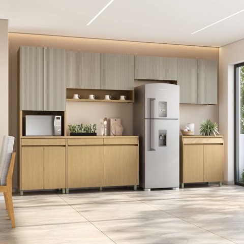 Cozinha Completa 6 Peças 13 Portas 7 Gavetas Simone Mendes 350cm 100% Mdf