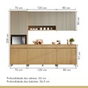 Ver imagem 5 de Cozinha Completa Modulada 5 Peças 12 Portas 5 Gavetas Simone Mendes 270cm 100% MDF Cinza/Carvalho