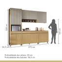 Ver imagem 6 de Cozinha Completa Modulada 5 Peças 12 Portas 5 Gavetas Simone Mendes 270cm 100% MDF Cinza/Carvalho