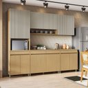 Ver imagem 1 de Cozinha Completa Modulada 5 Peças 12 Portas 5 Gavetas Simone Mendes 270cm 100% MDF Cinza/Carvalho