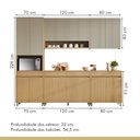 Ver imagem 5 de Cozinha Completa Modulada 5 Peças 12 Portas 5 Gavetas Simone Mendes 270cm 100% MDF Cinza/Carvalho/Greige