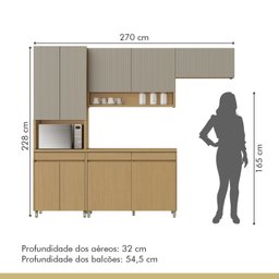 Cozinha Completa 4 Peças 9 Portas 3 Gavetas Simone Mendes 270cm 100% Mdf - 5