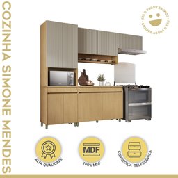 Cozinha Completa 4 Peças 9 Portas 3 Gavetas Simone Mendes 270cm 100% Mdf - 14