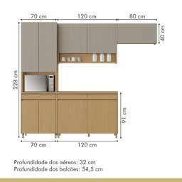 Cozinha Completa 4 Peças 9 Portas 3 Gavetas Simone Mendes 270cm 100% Mdf - 4