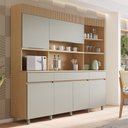 Ver imagem 1 de Armário de Cozinha 6 Portas 3 Gavetas Realeza 220cm 100% MDF Cinza/Carvalho/Greige