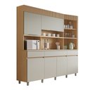 Ver imagem 3 de Armário de Cozinha 6 Portas 3 Gavetas Realeza 220cm 100% MDF Cinza/Carvalho/Greige