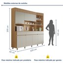 Ver imagem 4 de Armário de Cozinha 6 Portas 3 Gavetas Realeza 220cm 100% MDF Cinza/Carvalho/Greige