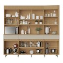 Ver imagem 5 de Armário de Cozinha 6 Portas 3 Gavetas Realeza 220cm 100% MDF Cinza/Carvalho/Greige