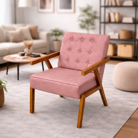 Poltrona Zara Corino Moderno Sala de Estar Escritório Quarto:rosa Claro