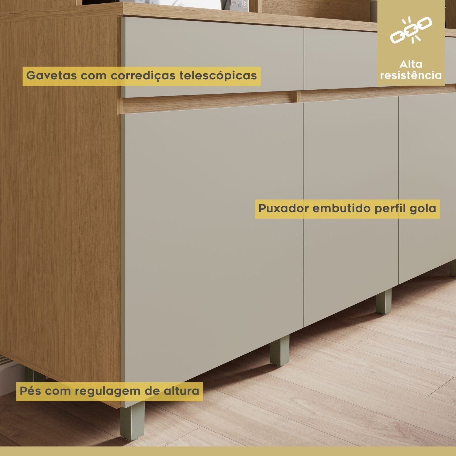 Cozinha Compacta 5 Portas 2 Gavetas Realeza 160cm 100% Mdf - 9