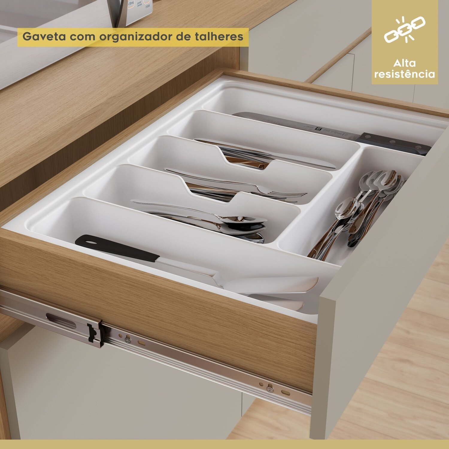 Cozinha Compacta 5 Portas 2 Gavetas Realeza 160cm 100% Mdf - 10