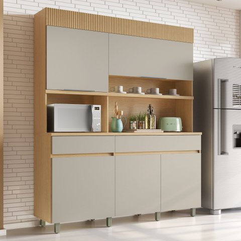 Armário de Cozinha 5 Portas 2 Gavetas Realeza 160cm 100% Mdf