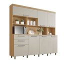 Ver imagem 3 de Armário de Cozinha 7 Portas 2 Gavetas Nobreza 210cm 100% MDF Cinza/Carvalho/Greige