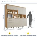 Ver imagem 4 de Armário de Cozinha 7 Portas 2 Gavetas Nobreza 210cm 100% MDF Cinza/Carvalho/Greige