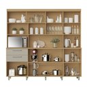 Ver imagem 5 de Armário de Cozinha 7 Portas 2 Gavetas Nobreza 210cm 100% MDF Cinza/Carvalho/Greige