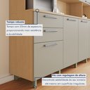 Ver imagem 7 de Armário de Cozinha 5 Portas 2 Gavetas Nobreza 160cm 100% MDF Cinza/Carvalho/Greige