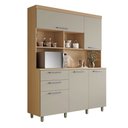 Ver imagem 3 de Armário de Cozinha 5 Portas 2 Gavetas Nobreza 160cm 100% MDF Cinza/Carvalho/Greige