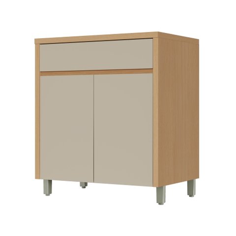 Balcao 2 Portas 1 Gaveta 80cm Condessa 100% MDF Cinza/Carvalho/Greige